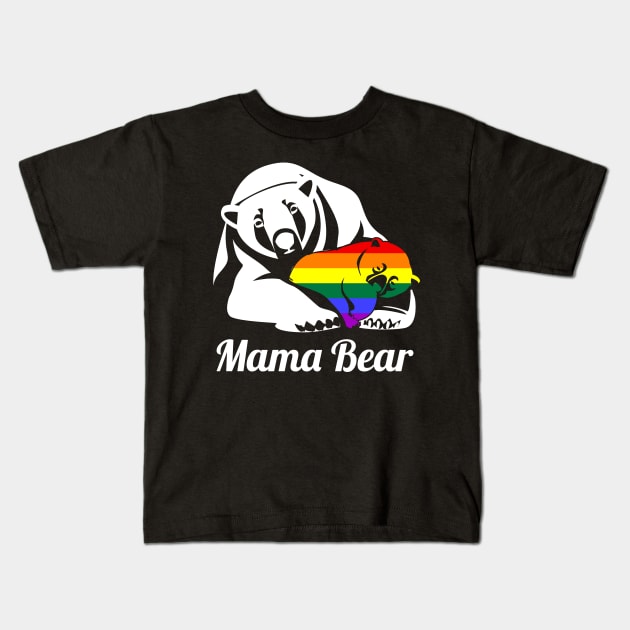 LGBTQ Mama Bear Gay Pride Rainbow Mom Kids T-Shirt by Dr_Squirrel